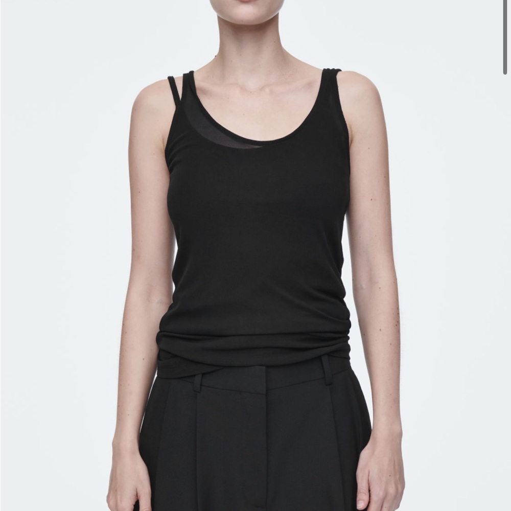 NWT COS Black Sheer Silk Tank Size S